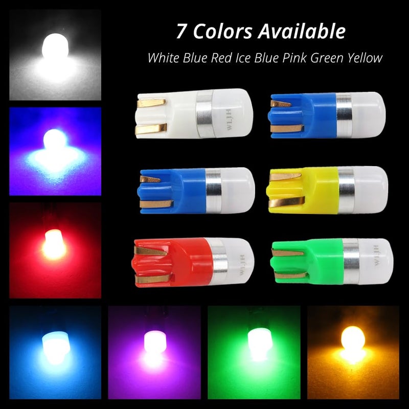 WLJH Blue T10 Led Bulb Dash Lights Dashboard Instrument Panel Cluster Gauge 2825 194 w5w Car Interior Lamp Twist Sockets Pc195 Pc194 Pc168, Pack of 6 - Image 2